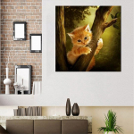 Teemantmaal ristpistes vaiguga loom Noor oranž kass puumosaiigil Teemanttikandid 30x30CM