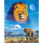 Teemantmaal Ristpistes Fantaasia L&otilde;vi ja Elevandi t&auml;is&uuml;mmargune vaigupuur Teemanttikandid 20X30CM