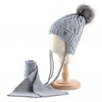 Talvem&uuml;tside sallikomplekt lastele Soojad kootud nokam&uuml;tsid pompooniga Laste keerdmustriga kootud m&uuml;ts poistele 45-52CM hall