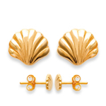 Les Tr&eacute;sors De Lily [D7434] - Boucles Plaqu&eacute; Or 'Coquille Saint Jacques' dor&eacute; - 5x6 mm kuld