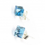 Les Tr&eacute;sors De Lily [I1082] - BO Argent 'Cubes de Cristal' turquoise 4 mm t&uuml;rkiissinine