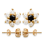Les Tr&eacute;sors De Lily [J7102] - Boucles 'Fleurs de Cristal' Saphir Blanc dor&eacute; - 8 mm sinine