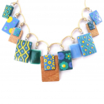 NOA [K0186] - Collier Cr&eacute;ateur 'Bora Bora' vert bleu t&uuml;rkiissinine