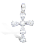 Les Tr&eacute;sors De Lily [L1789] - Pendentif Argent 'Croix' Blanc argent&eacute; (rhodi&eacute;) - 20x14 mm valge