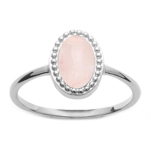 Bague Argent 'Cl&eacute;opatra' quartz rose argent&eacute; (rhodi&eacute;) - 10x7 mm 52 Heleroosa