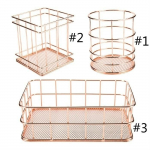 1 tk Rose Gold &otilde;&otilde;nes metallist pliiatsihoidja &uuml;mbris Korraldaja Kontori kirjutuslaud Kirjatarvete Decor 1