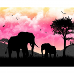 T&auml;is&uuml;mmargune teemant 5D DIY Teemantmaal, kaks elevanti Tikand Ristpistes Rhinestone Mosaiic Kodukaunistus 20X30CM