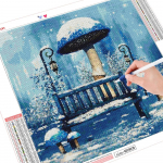 Teemantmaaling maastik lume ristpistes komplekti m&uuml;&uuml;k Teemanttikandid Seene mosaiik Tool Art Rhinestone kodukaunistus Full Round （30x30CM）