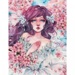 Teemanttikandid Lill ja t&uuml;druk t&auml;isruut Uus saabumine 3D DIY Teemantmaal Akvarell Virsiku&otilde;ie maastik Pilt kivist seinakunstist Full Round 20X30CM