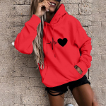FO Naiste mood vabaaja l&otilde;bus, tr&uuml;kitud kapuutsiga dressipluus lahtised sporditopsid Pullover L punane