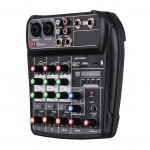 AI4 kompaktne segamiskonsool, digitaalne helimikser, 4 kanaliga BT MP3 USB-sisend +48 V fantoomtoide muusika salvestamiseks DJ-v&otilde;rk, karaoke otse&uuml;lekanne US Plug must