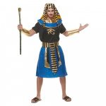 T&auml;iskasvanud meeste Egiptuse vaaraokost&uuml;&uuml;mide karnevalipidu Egiptuse p&auml;ritolu cosplay-kost&uuml;&uuml;m sinine M