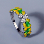 V&auml;rske ja v&auml;rske metsa k&auml;sitsi valmistatud emails&otilde;rmus naistele lillega ristiku s&otilde;rmus Elegantsed naiste ehted Epoksiid emailiga naiste ehted 6