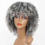 MISSQUEEN Afro Kinky lokkis tukkidega parukad mustanahalistele naistele Aafrika s&uuml;nteetilisest omberist liimita Cosplay parukad kuumakindlad Lizzy 14inches&China