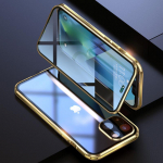 360 t&auml;iskaitsev magnet&uuml;mbris iPhone 16 15 14 Plus 13 12 Mini 11 Pro Max kahepoolsest klaasist koos kaamera objektiivi kaitsekattega For iphone 11Pro max kuld