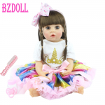 BZDOLL 55 cm t&auml;issilikoonist Reborn Doll Pehme vin&uuml;&uuml;l vasts&uuml;ndinud beebide riietus Printsessit&uuml;drukute anatoomiliselt &otilde;ige moekas s&uuml;nnip&auml;evakingitus magamamineku m&auml;nguasi 55cm, Brown eyes