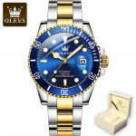 OLEVS 6650 koos kinkekarbiga Luksuslik roheline Water Ghost automaatne mehaaniline k&auml;ekell veekindel meeste k&auml;ekell meeste k&auml;ekell