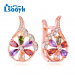 LSOOYH Clip K&otilde;rvar&otilde;ngad Roosa kullav&auml;rvi Moodne k&otilde;rvar&otilde;ngas Naistele Geomeetria Cubic Zirconia Stud K&otilde;rvar&otilde;ngad Ehted A