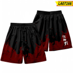 Suvised Jaapani stiilis Fox Print meeste t&auml;navar&otilde;ivad Rannap&uuml;ksid vabaaja vabad meeste naised Anime elastse v&ouml;&ouml;koha mustad l&uuml;hikesed p&uuml;ksid suures suuruses 4XL