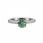 BagueRingen nelja k&uuml;&uuml;nega naiste abielus&otilde;rmus t&otilde;elise 1-karaadise moissaniidi teemandiga, t&auml;ish&otilde;bedast 925 ehtega, naiste aastap&auml;eva kingitus 9 sinine/roheline