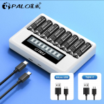 PALO 8 pesaga LCD akulaadija 1,5 V AAA AA liitiumioonaku jaoks AA AAA liitiumaku laadija 1,5 V AA AAA laadija valge