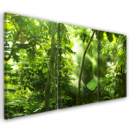 Kolmeosalise pildiga l&otilde;uenditr&uuml;kk Forest Leaves Green 60x40 roheline