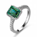 Bague Ringen 925 Sterling H&otilde;bedast Smaragd L&otilde;igatud Moissaniidist v&auml;&auml;riskividest Pulmakihluse Teemantidega S&otilde;rmus Naistele Peened Ehted Kingitused 17.3mm roheline