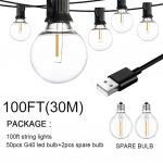 100/50/25 jalga USB LED-tuled 5V 1W G40 plastpirn v&auml;listingimustes veekindel telk Haldja sise&otilde;u Festoon String Light Pulmadekoratsioon