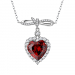 10 * 10 mm Pigeon Blood Love Bow ripats 925 Sterling h&otilde;bedane kaelakee