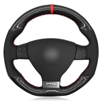 Auto rooli kate pehme must seemisnahast s&uuml;sinikkiust Volkswagen Golf 5 Mk5 GTI VW Golf 5 R32 Passat R GT jaoks White Thread black