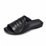 Johnature v&auml;lissussid naistele ehtsast nahast retro slaidid Retro mitmek&uuml;lgsed Peep Toe k&auml;sitsi valmistatud lamedad kingad 38 must