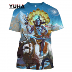 India God Of Destruction Shiva Lord T-s&auml;rk 3D Prindiga Unisex Suvine meeste naiste hiphop Harajuku t&auml;navar&otilde;ivaste tee XXL