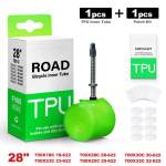 Ultralight Bike Sisekumm 700c 18 25 28 32 Maantee MTB Jalgratta TPU Materjal Rehv 60mm 80mm Pikkus French Valve Super Light Electric Bike Kit Presta Valve&18-32C&80mm roheline