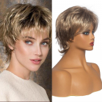 Naiste blondid pruunid l&uuml;hikesed lokkis s&uuml;nteetilised parukad Naturaalsetest juustest parukad Kuumakindel juukseparukas naistele igap&auml;evaseks kasutamiseks Cosplay