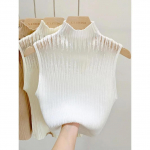 &Otilde;&otilde;nestatud marlist tanktop Turtlene kaelusega elegantne varrukateta disain &otilde;huke Camis kudumine soliidne &scaron;ikk korsett suvine naiste toru topp One Size valge