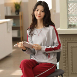 Naiste pikkade varrukatega pidžaamakost&uuml;&uuml;mid Sprinf s&uuml;gisspordi&uuml;likond magamisriided vabaaja lahtised talvised kodukanded plusssuuruses M-5XL pullover O kaelusega puuvillane 5XL