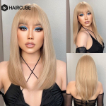 HAIRCUBE Pikad sirged blondid s&uuml;nteetilised parukad tukkidega naistele Igap&auml;evased Cosplay parukad Kuumakindlad naturaalsed juuksepiiriga parukad