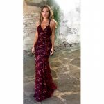 Kleit V-kaelusega hHalter Strap Seljata litriga pitskleit S veinipunane v&auml;rv