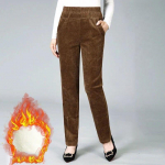 Naiste talvep&uuml;ksid polsterdatud paksendatud p&uuml;ksid naiste k&otilde;rge v&ouml;&ouml;kohaga keskealised naiste p&uuml;ksid vabaaja sirged 2XL pruun