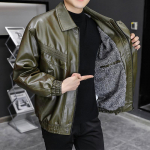 Meeste nahktagi koos pehme uue Korea versiooniga Trendikad, noored jahedad ja soojad r&otilde;ivad mootorratastel 4XL