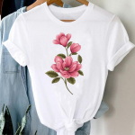 (Aasia suurus) Naiste prinditud naiste trikoor&otilde;ivad, akvarell, magus 90ndate trend, armas vabaaja l&uuml;hikeste varrukatega mood T-s&auml;rk Naiste graafilised T-s&auml;rgid S