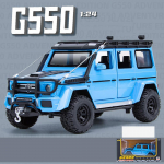 1/24 Scale Benz G550 Diecast automudeli m&auml;nguasi, tagasit&otilde;mmatav m&auml;nguasi koos heli ja valgusega lastele V&auml;ikelaste poiste t&uuml;drukute kingituste kollektsioon 1/24-20x10x10cm sinine