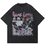 2024 Heren Streetwear Gewassen Zwart Vintage Print Unisex T-s&auml;rk S must
