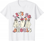 Let's Go Ghouls Halloween Ghost Outfit kost&uuml;&uuml;m Retro groovy T-s&auml;rk naistele Unisex vabaaja puuvillased igap&auml;evased s&auml;rgid naiste s&auml;rgid 4XL