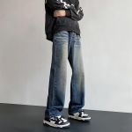 Meeste Y2K Retro 88% puuvillane pesu Sinine Vintage Baggy Teksad Sirged p&uuml;ksid Korea S&uuml;gis Uued Harajuku Loost vabaaja p&uuml;ksid Naised L sinine