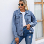 Naiste uus vintage pestud teksamantel Top Wish Trendikas S