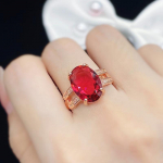 POMOiii roosa kullav&auml;rvi pulmatseremoonia peos&otilde;rmus naiste geomeetrilise kujuga tsirkoon temperamendikivist stiilsed aksessuaarid naistele Adjustable Opening roosa punane v&auml;rv