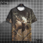 3D Animal Print Meeste T-s&auml;rk Hirvemustrilised Topid Mood Street l&uuml;hikeste varrukatega Meeste kaelaga pullover Suurem&otilde;&otilde;dulised meester&otilde;ivad S