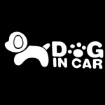 Cartoon Koer autot&auml;htedega tr&uuml;kitud isekleepuv helkur PET autokleebis must