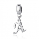 Autentne 925 Sterling h&otilde;bedane rant, vintage AZ-t&auml;he t&auml;hestikuga rippuvad amuletid sobivad Pandora originaal k&auml;ev&otilde;ruga peened ehted valge